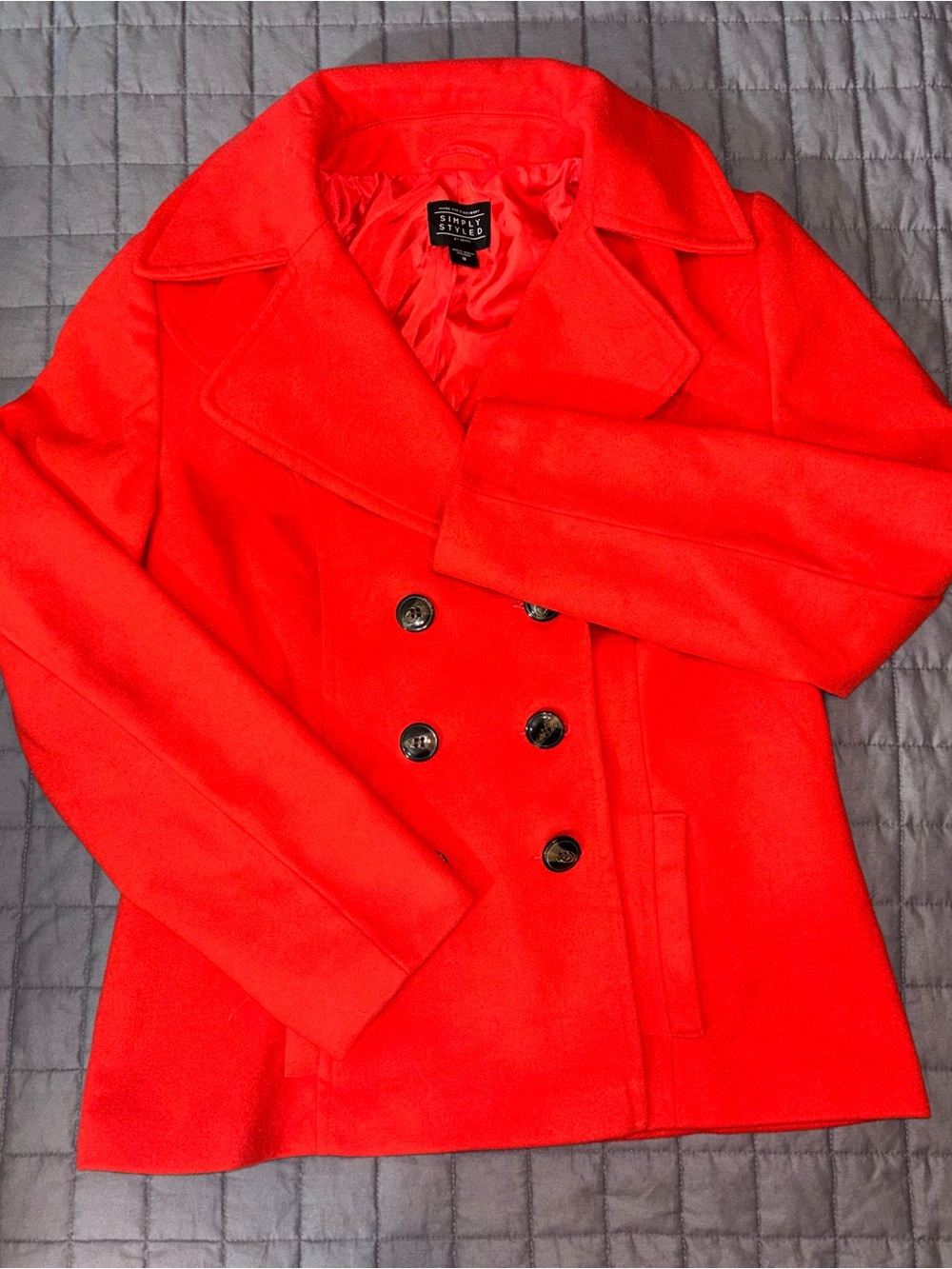 Sears Simply Styled Women's Red Double-Breasted Peacoat